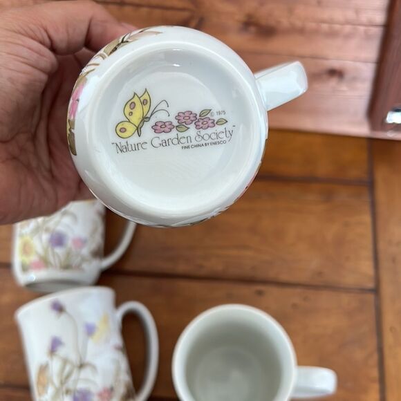 Set of 4  vtge mug Nature Garden Society - Picture 4 of 6